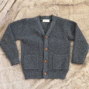 Rylee + Cru Waffle Button Cardigan in Charcoal